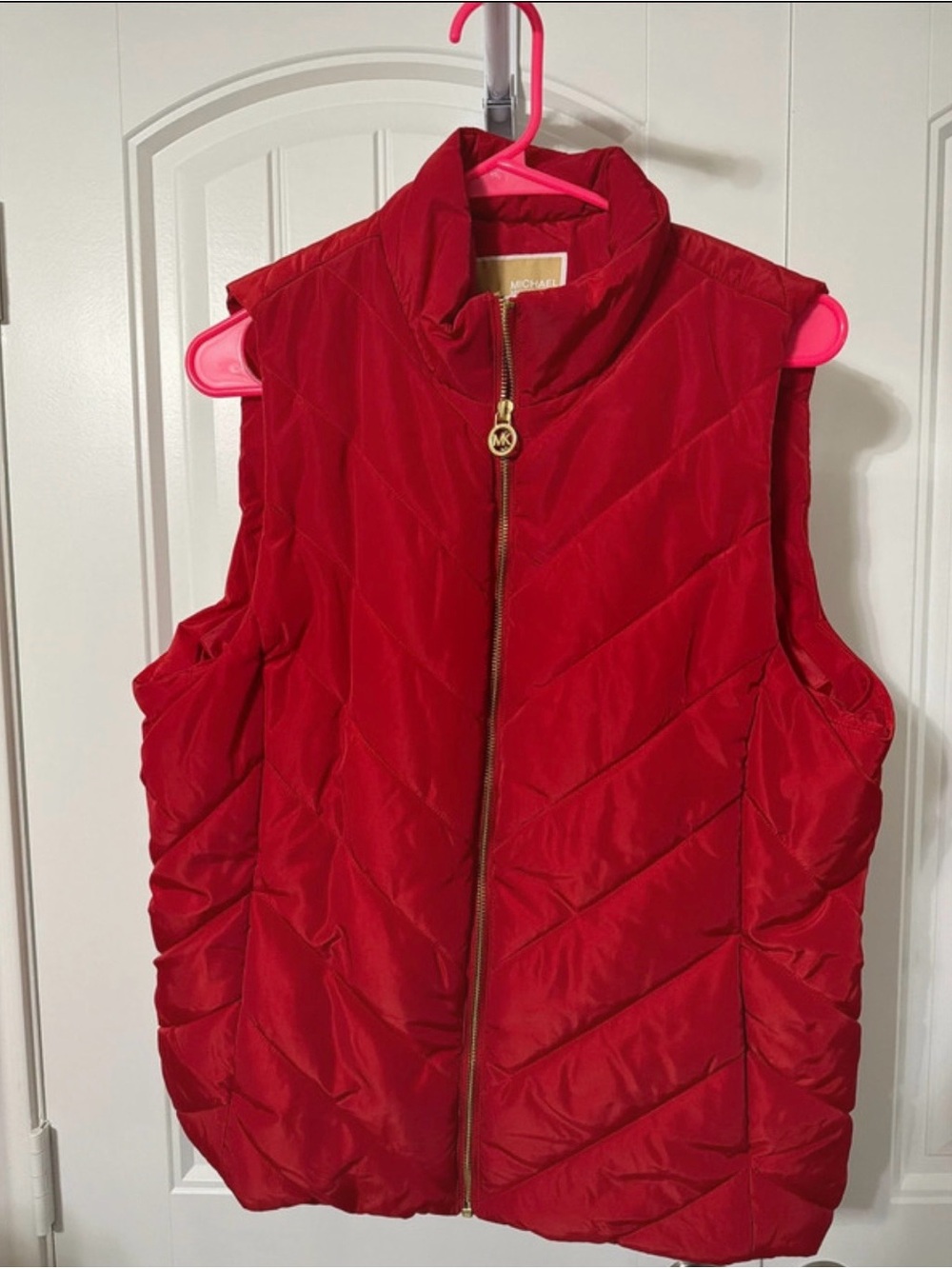 Michael Kors Red Quilted Sleeveless Puffer Vest